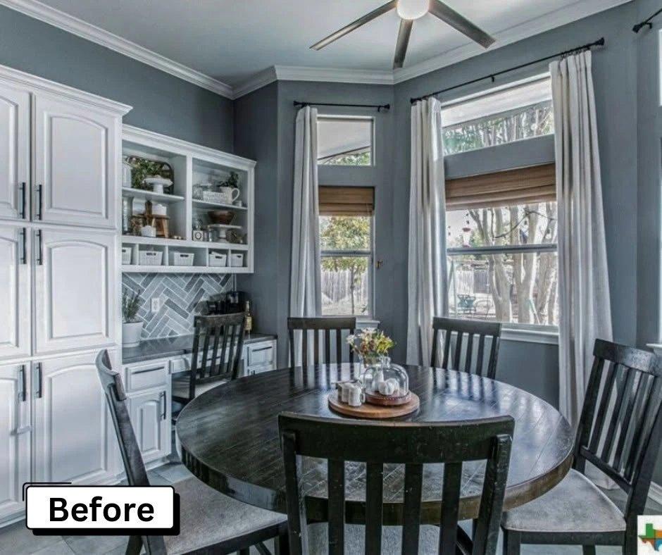 Before — breakfast area with gray walls and small tile, Belton TX