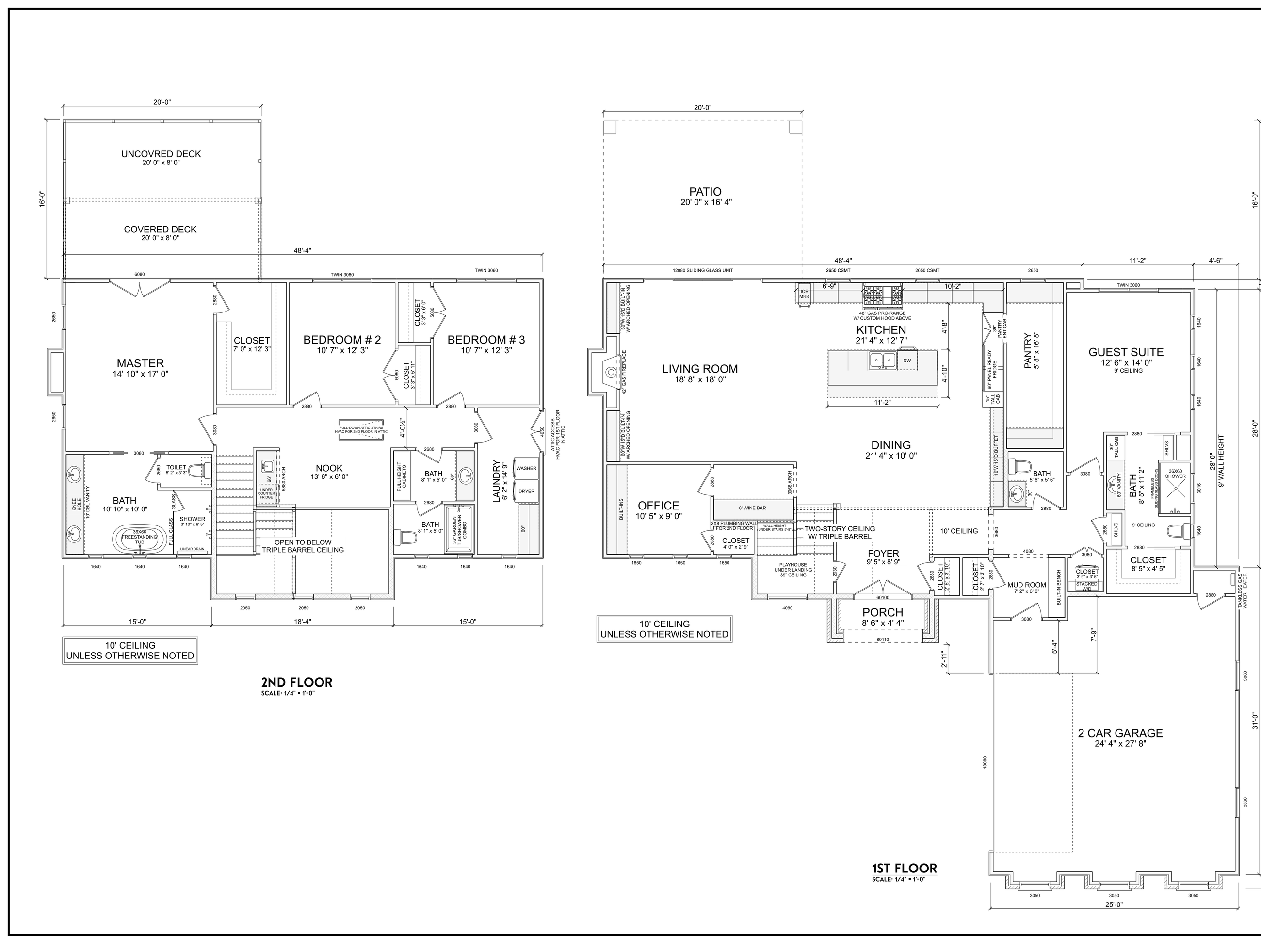 First and second floor plans — conceptual plan sheet
