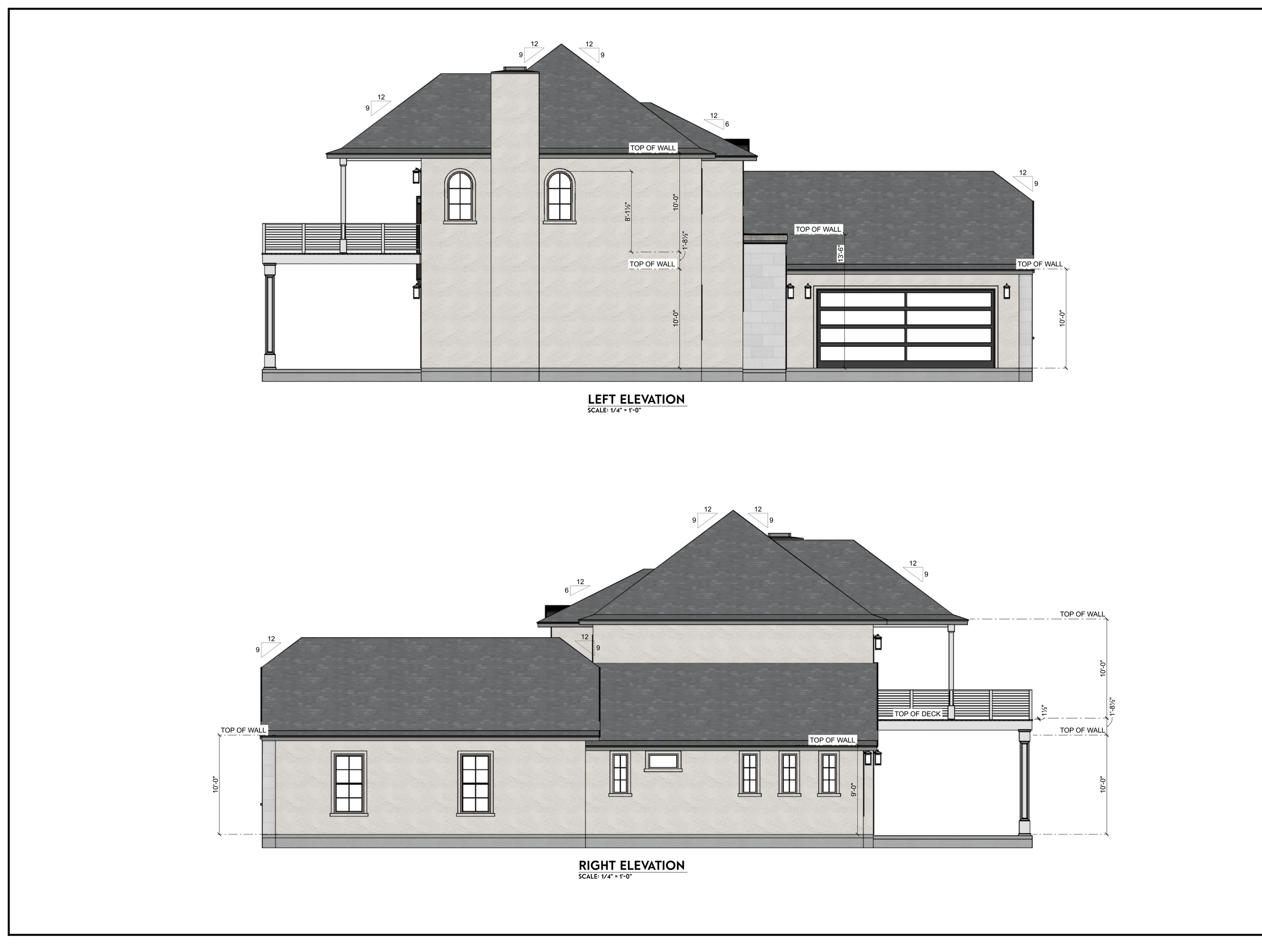 Left and right side elevations — conceptual plan sheet
