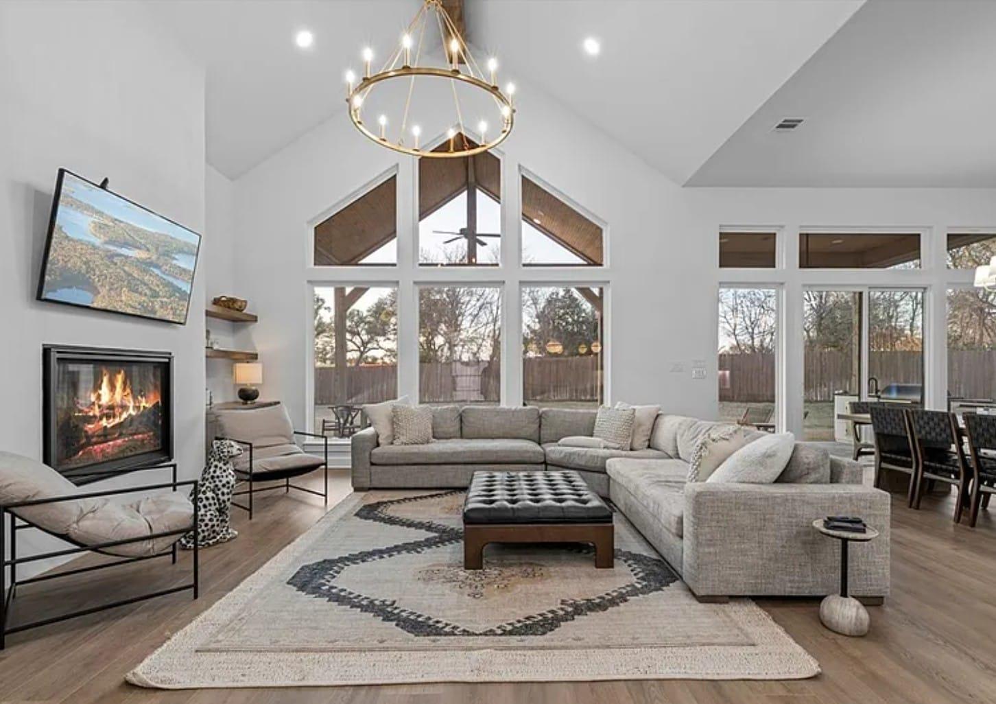 Living room with vaulted ceiling